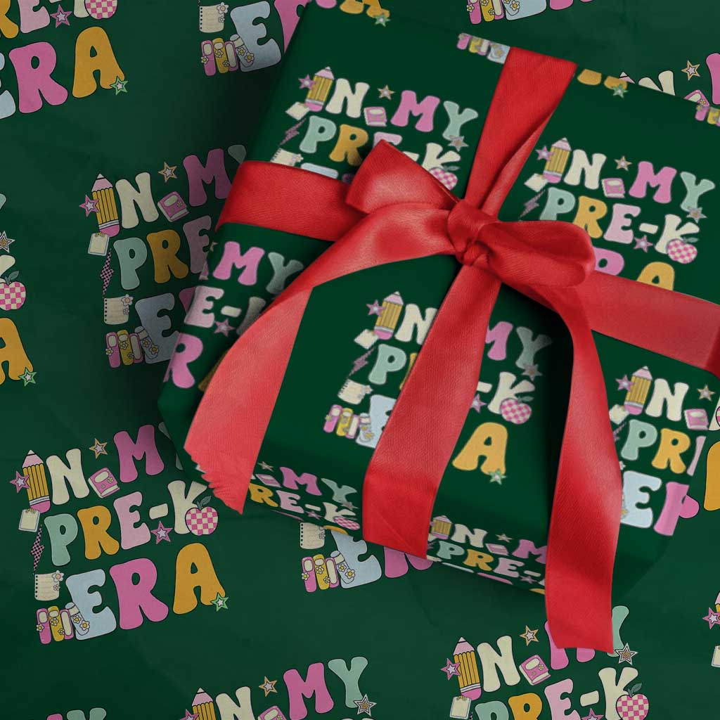 In My Pre-K Era Wrapping Paper Roll Girl Back To School Cute PreSchool Teacher TS10 Green Print Your Wear