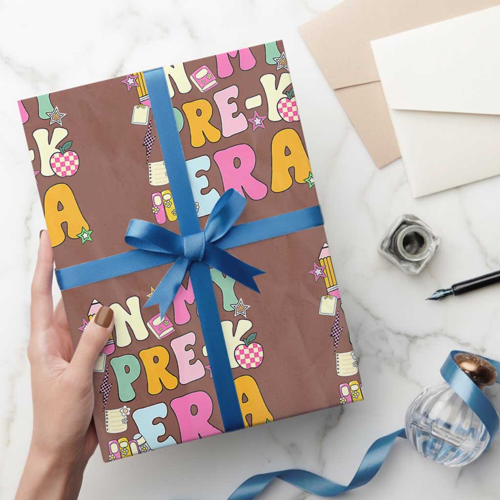 In My Pre-K Era Wrapping Paper Roll Girl Back To School Cute PreSchool Teacher TS10 Mocha Print Your Wear