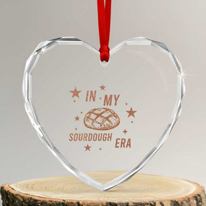 In My Sourdough Era Heart Crystal Glass Ornament Funny Baking Bread Lover TS14 Transparent Glass 3'' Heart Print Your Wear