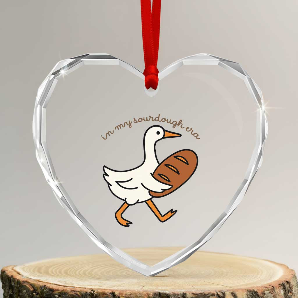 In My Sourdough Era Heart Crystal Glass Ornament Funny Silly Goose Sourdough TS14 Transparent Glass 3'' Heart Print Your Wear