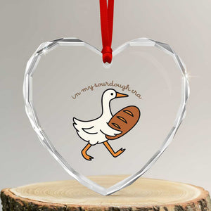 In My Sourdough Era Heart Crystal Glass Ornament Funny Silly Goose Sourdough TS14 Transparent Glass 3'' Heart Print Your Wear