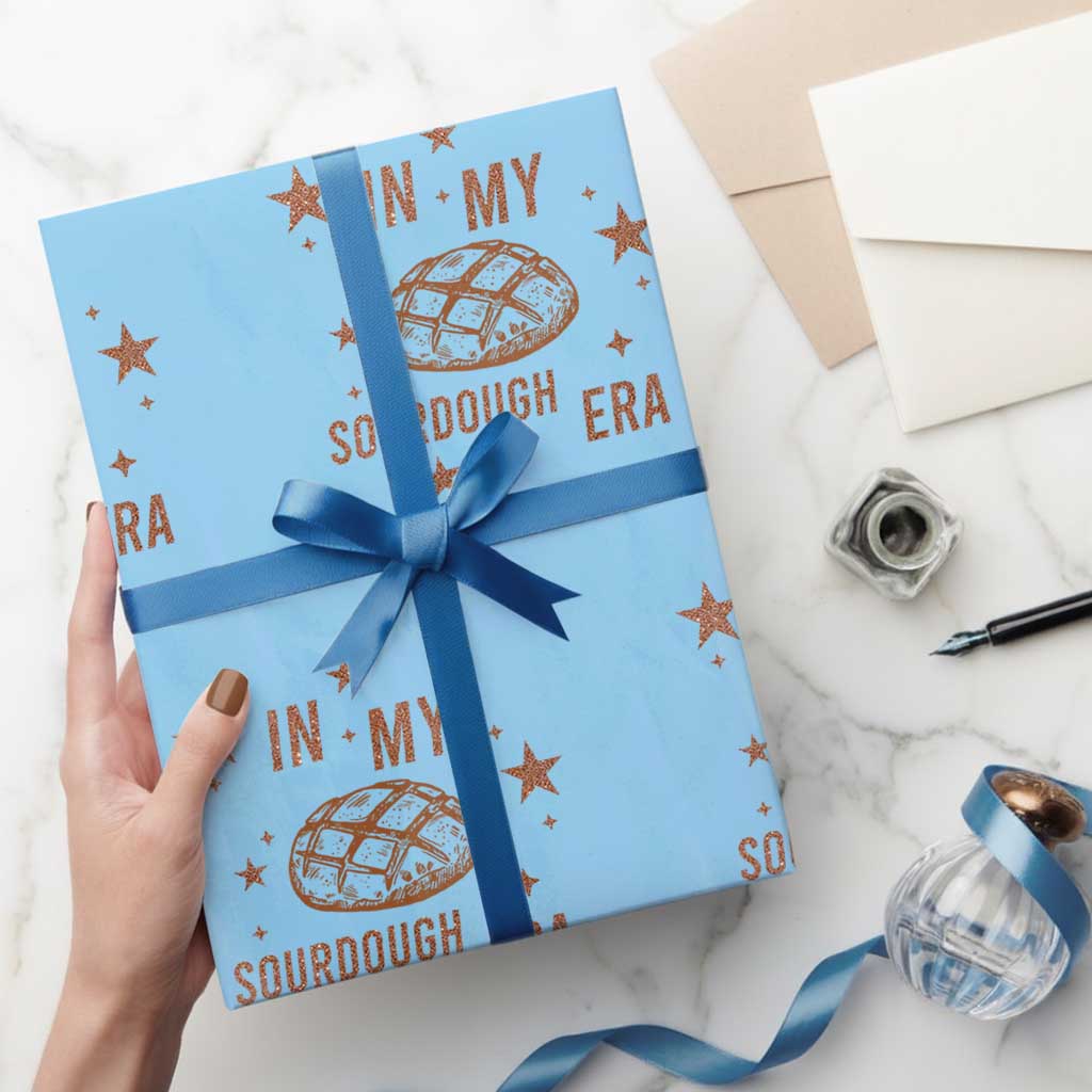 In My Sourdough Era Wrapping Paper Roll Funny Baking Bread Lover TS14 Light Blue Print Your Wear