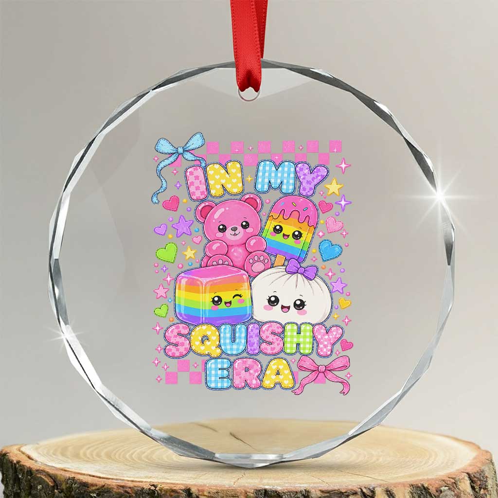 In My Squishy Era Crystal Glass Ornament Cute Kawaii Pastel Dumpling Graphic TS10 Transparent Glass 3'' Circle Print Your Wear
