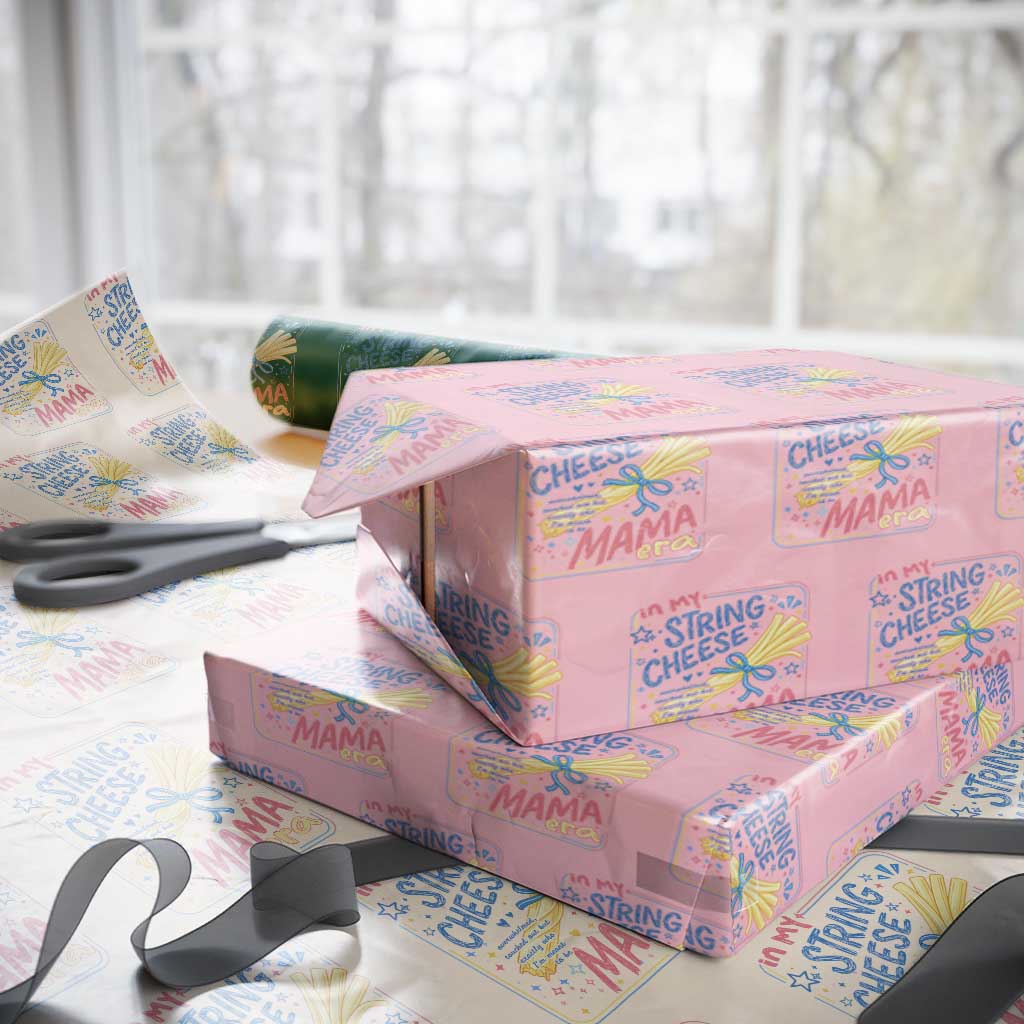 In My String Cheese Mama Era Wrapping Paper Roll Funny Mom Life Coquette Bow TS11 Light Pink Print Your Wear