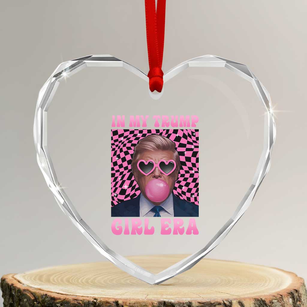 In My Trump Girl Era Heart Crystal Glass Ornament Retro Groove Pink Bubble Gum Glasses TS11 Transparent Glass 3'' Heart Print Your Wear