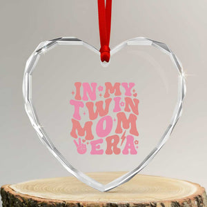 In My Twin Mom Era Heart Crystal Glass Ornament Funny Mama Twin Pregnancy Announcement TS12 Transparent Glass 3'' Heart Print Your Wear
