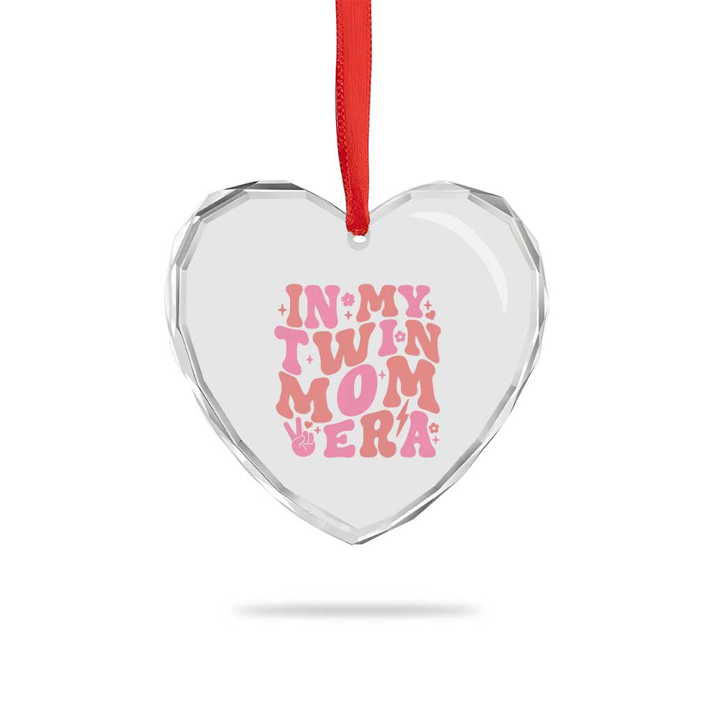 In My Twin Mom Era Heart Crystal Glass Ornament Funny Mama Twin Pregnancy Announcement TS12 Print Your Wear