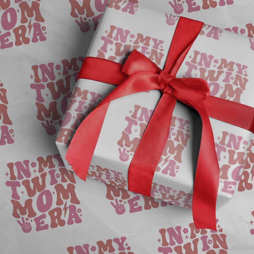 In My Twin Mom Era Wrapping Paper Roll Funny Mama Twin Pregnancy Announcement TS12 White Print Your Wear