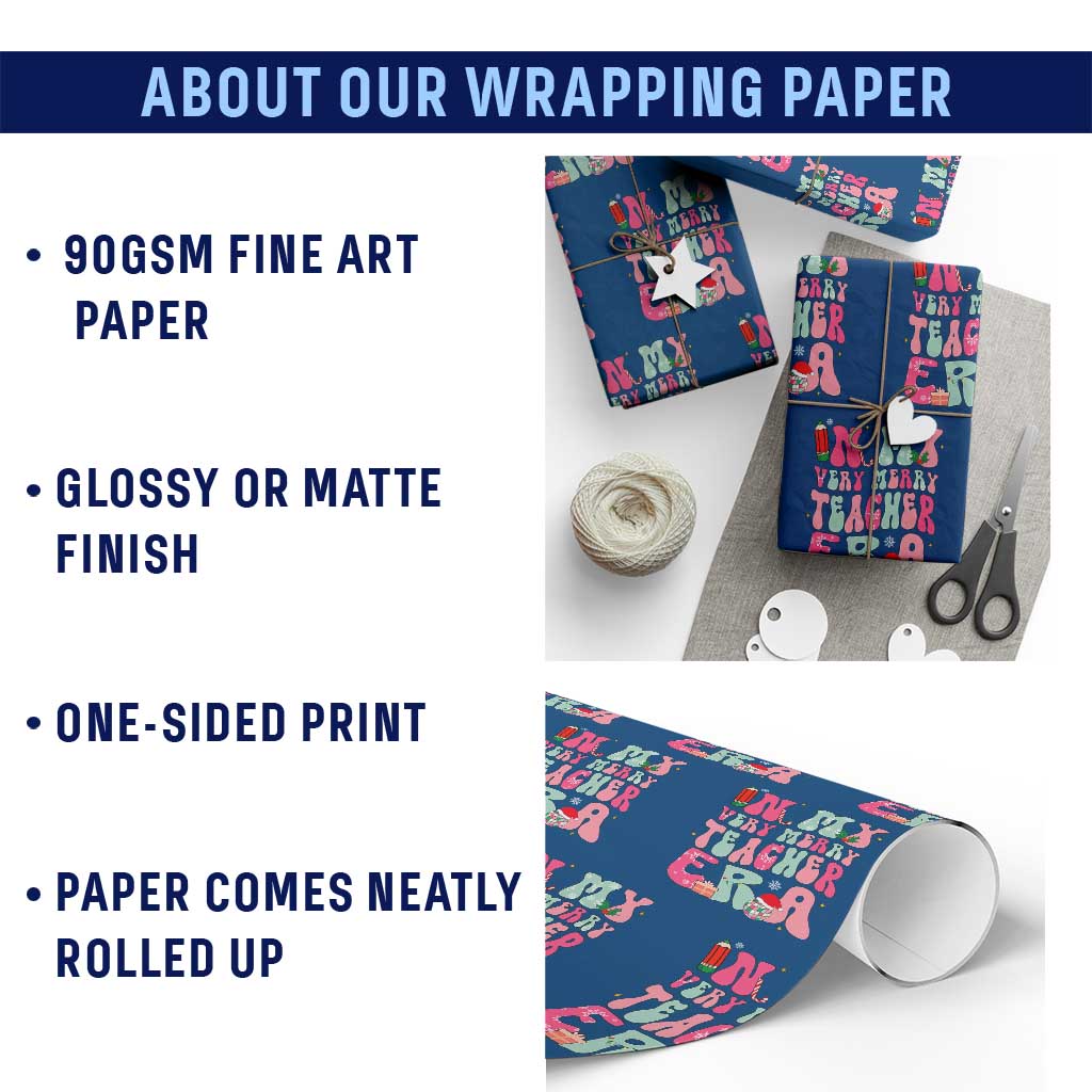 In My Very Merry Teacher Era Xmas Groovy Christmas Wrapping Paper Roll TS02 Print Your Wear