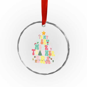 In My Very Merry Teacher Era Xmas Groovy Christmas Tree Crystal Glass Ornament TS02 Print Your Wear