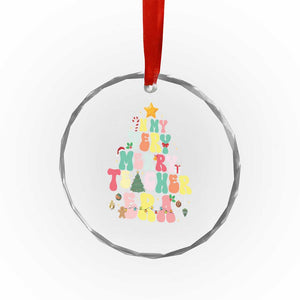 In My Very Merry Teacher Era Xmas Groovy Christmas Tree Crystal Glass Ornament TS02 Print Your Wear