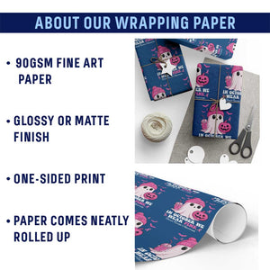In October We Wear Pink Ghost Wrapping Paper Roll Halloween Breast Cancer Pink Ribbon Pumpkin TS10 Print Your Wear
