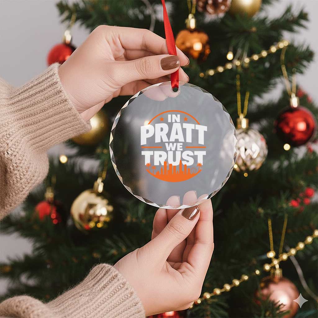 In Pratt We Trust Los Angeles Skyline Graphic Crystal Glass Ornament Patriotic LA City California Pride Local Leadership TS02 Print Your Wear