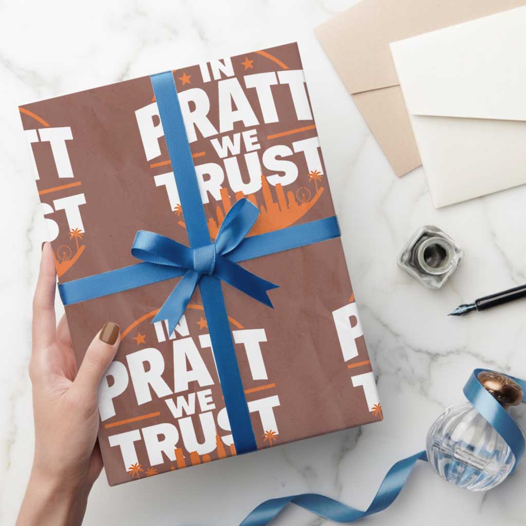 In Pratt We Trust Los Angeles Skyline Graphic Wrapping Paper Roll Patriotic LA City California Pride Local Leadership TS02 Mocha Print Your Wear