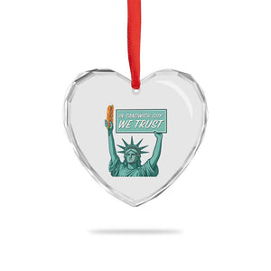 In Sandwich Guy We Trust Heart Crystal Glass Ornament Funny Liberty with Baguette Parody Graphic Political Satire TS02 Print Your Wear