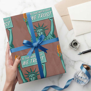 In Sandwich Guy We Trust Wrapping Paper Roll Funny Liberty with Baguette Parody Graphic Political Satire TS02 Mocha Print Your Wear