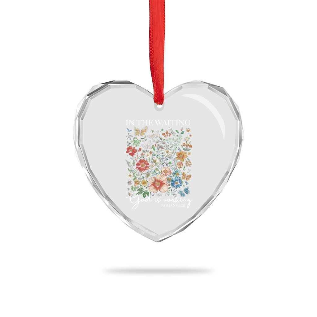 In The Waiting God Is Working Heart Crystal Glass Ornament Religious Christian Bible Verse Flower TS11 Print Your Wear