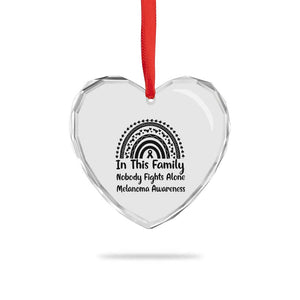 In This Family Nobody Fights Alone Heart Crystal Glass Ornament Melanoma Warrior Support TS12 Print Your Wear