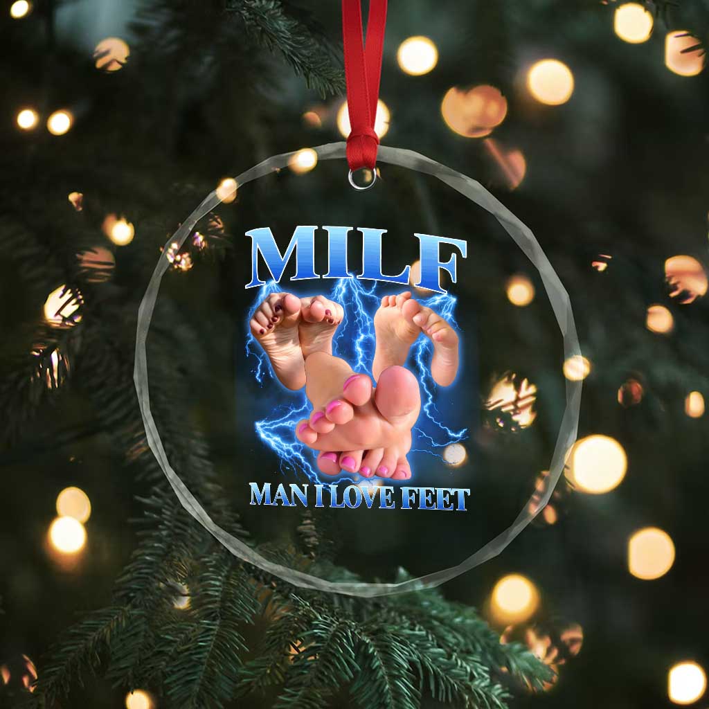 Inappropriate Adult Crystal Glass Ornament Vintage Bootleg MILF Man I Love Feet TS10 Print Your Wear