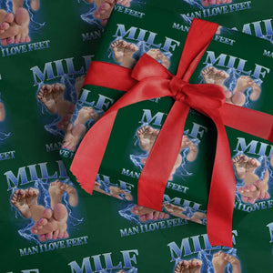 Inappropriate Adult Wrapping Paper Roll Vintage Bootleg MILF Man I Love Feet TS10 Green Print Your Wear