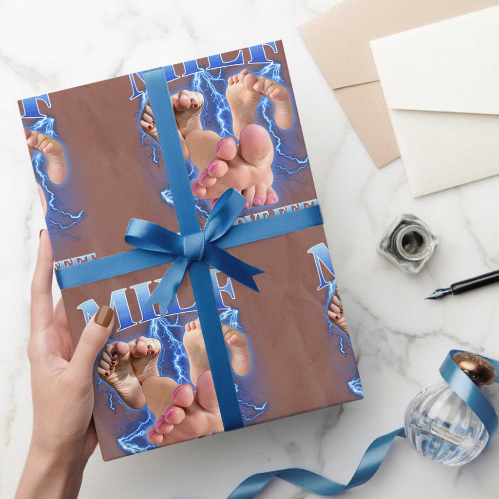Inappropriate Adult Wrapping Paper Roll Vintage Bootleg MILF Man I Love Feet TS10 Mocha Print Your Wear