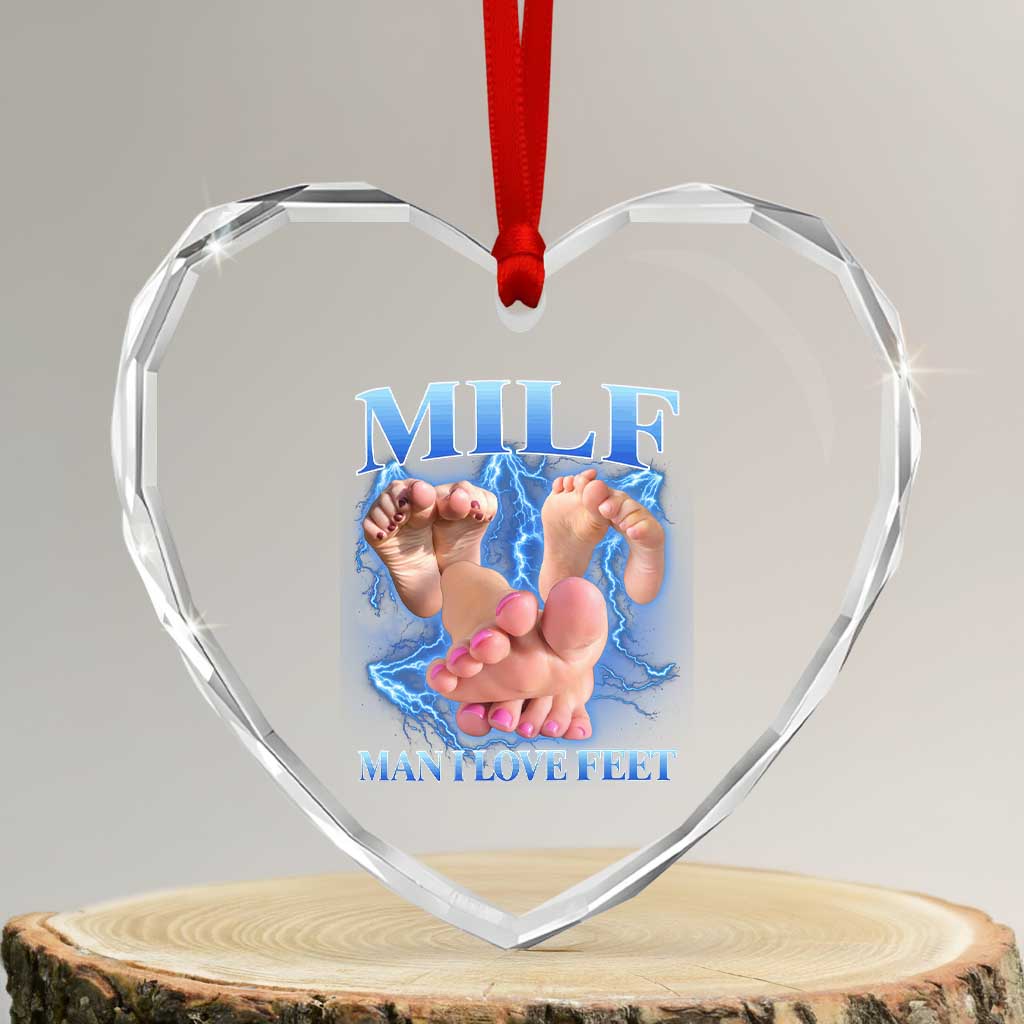 Inappropriate Adult Heart Crystal Glass Ornament Vintage Bootleg MILF Man I Love Feet TS10 Transparent Glass 3'' Heart Print Your Wear