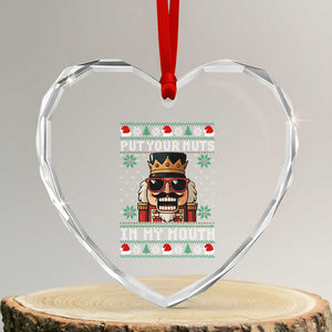Inappropriate Christmas Heart Crystal Glass Ornament Funny Put Your Nuts in My Mouth Dirty Holiday TS10 Transparent Glass 3'' Heart Print Your Wear