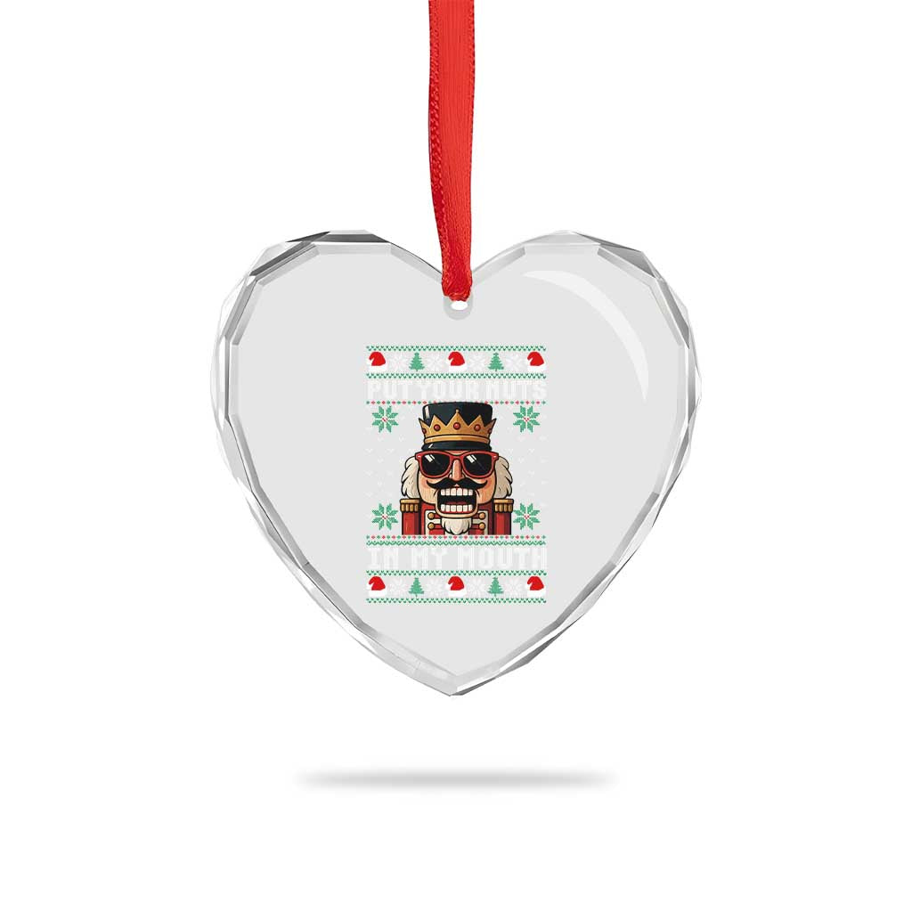 Inappropriate Christmas Heart Crystal Glass Ornament Funny Put Your Nuts in My Mouth Dirty Holiday TS10 Print Your Wear