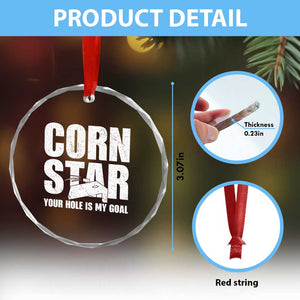 Inappropriate Cornhole Crystal Glass Ornament Funny Adult Humor Cornstar Your Hole Is My Goal TS10 Print Your Wear