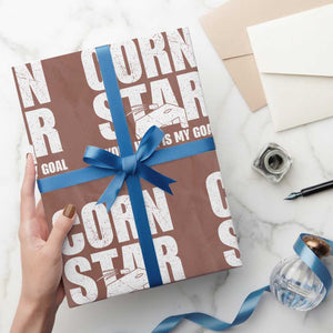 Inappropriate Cornhole Wrapping Paper Roll Funny Adult Humor Cornstar Your Hole Is My Goal TS10 Mocha Print Your Wear