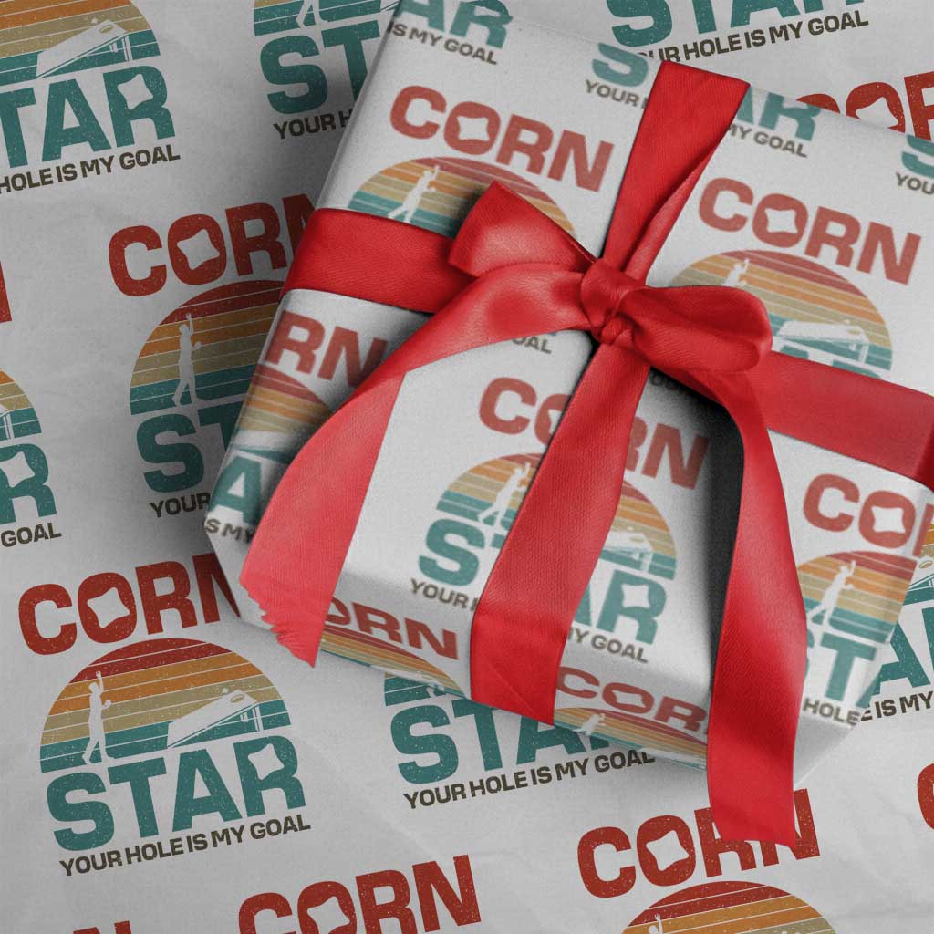 Inappropriate Cornhole Wrapping Paper Roll Retro Funny Adult Humor Cornstar Your Hole Is My Goal TS10 White Print Your Wear