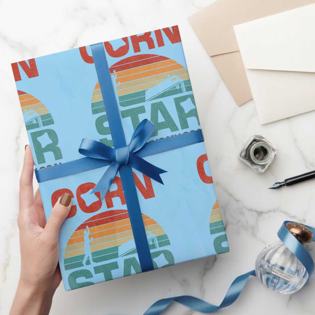 Inappropriate Cornhole Wrapping Paper Roll Retro Funny Adult Humor Cornstar Your Hole Is My Goal TS10 Light Blue Print Your Wear