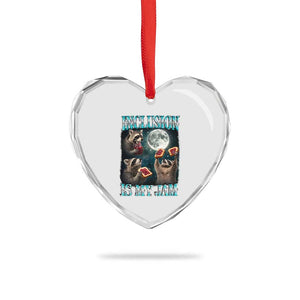 Inclusion Is My Jam Heart Crystal Glass Ornament Raccoon Meme Neurodiversity SPED Teacher Gift TS10 Print Your Wear