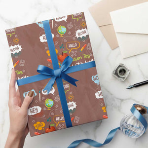 Inclusion Matters Wrapping Paper Roll It Starts With Hello In Languages TS02 Mocha Print Your Wear