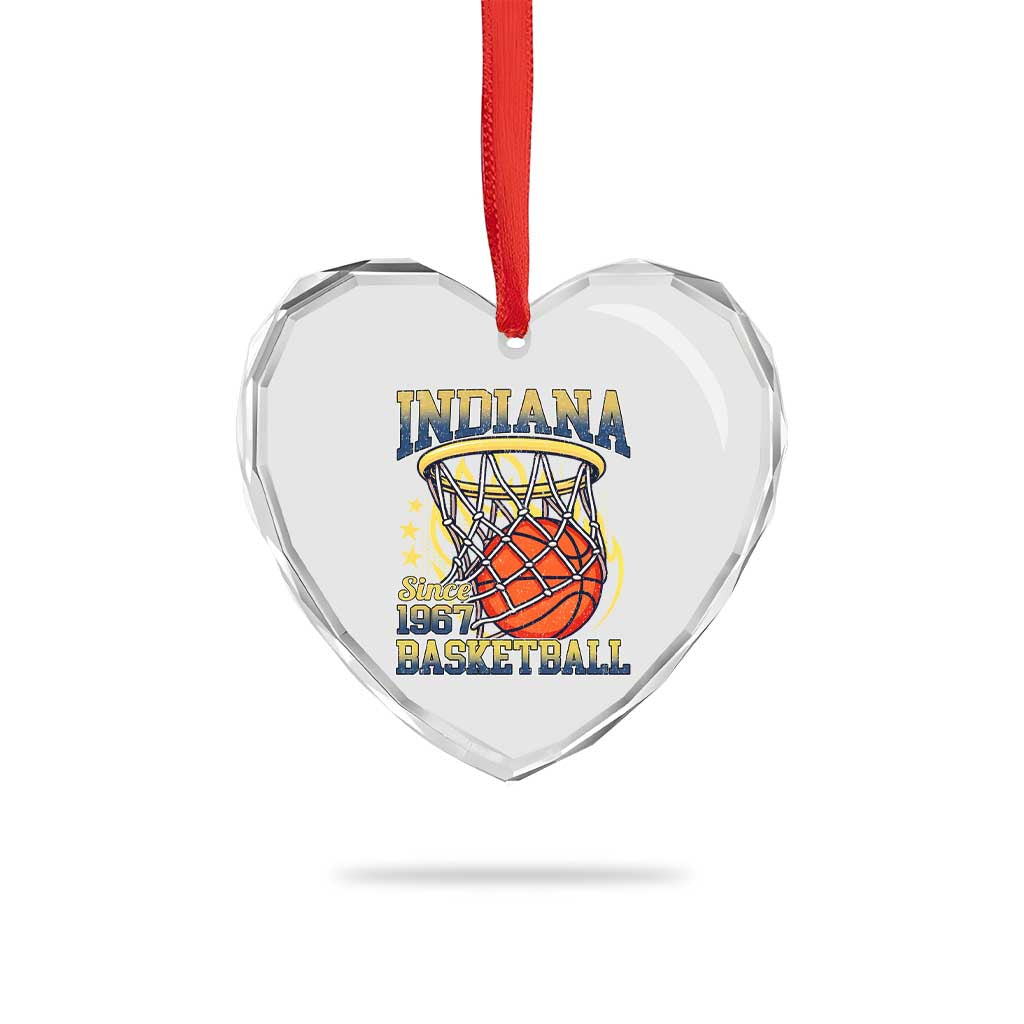 Indiana Basketball Flames Graphic Heart Crystal Glass Ornament Vintage 1967 Fan Indy Hoops Pride TS02 Print Your Wear