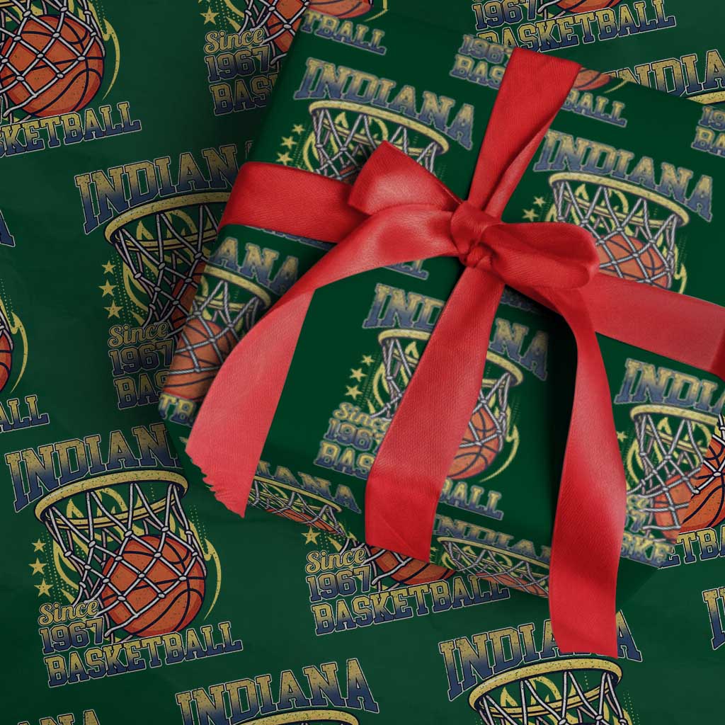 Indiana Basketball Flames Graphic Wrapping Paper Roll Vintage 1967 Fan Indy Hoops Pride TS02 Green Print Your Wear