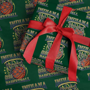 Indiana Basketball Flames Graphic Wrapping Paper Roll Vintage 1967 Fan Indy Hoops Pride TS02 Green Print Your Wear