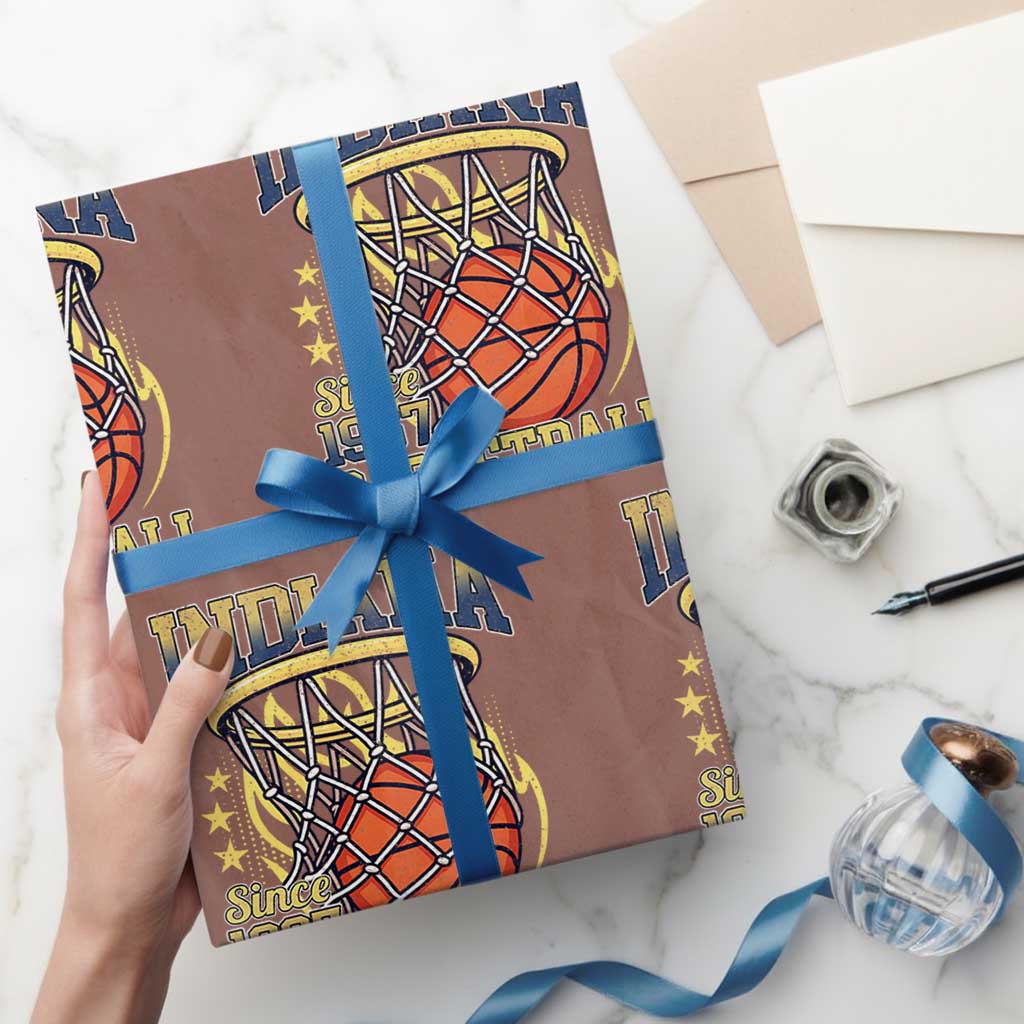 Indiana Basketball Flames Graphic Wrapping Paper Roll Vintage 1967 Fan Indy Hoops Pride TS02 Mocha Print Your Wear