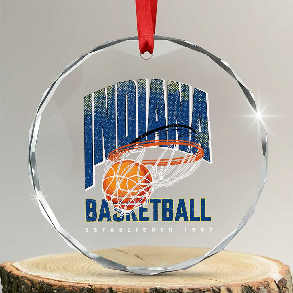 Indiana Basketball Throwback Crystal Glass Ornament Retro Hoop Graphic for IN Fans Since 1967 TS02 Transparent Glass 3'' Circle Print Your Wear