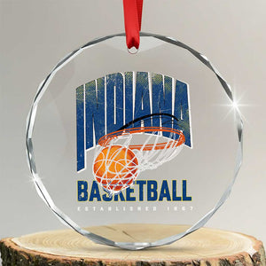Indiana Basketball Throwback Crystal Glass Ornament Retro Hoop Graphic for IN Fans Since 1967 TS02 Transparent Glass 3'' Circle Print Your Wear
