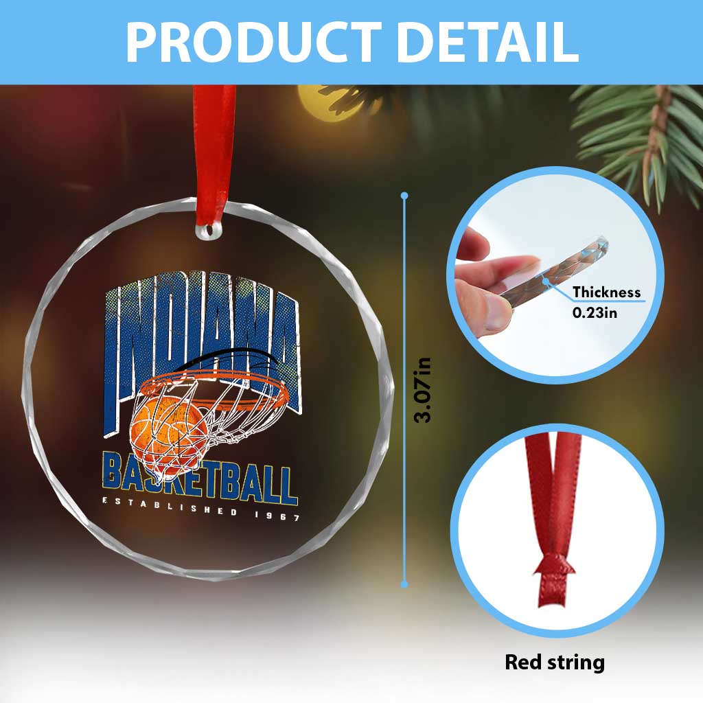 Indiana Basketball Throwback Crystal Glass Ornament Retro Hoop Graphic for IN Fans Since 1967 TS02 Print Your Wear