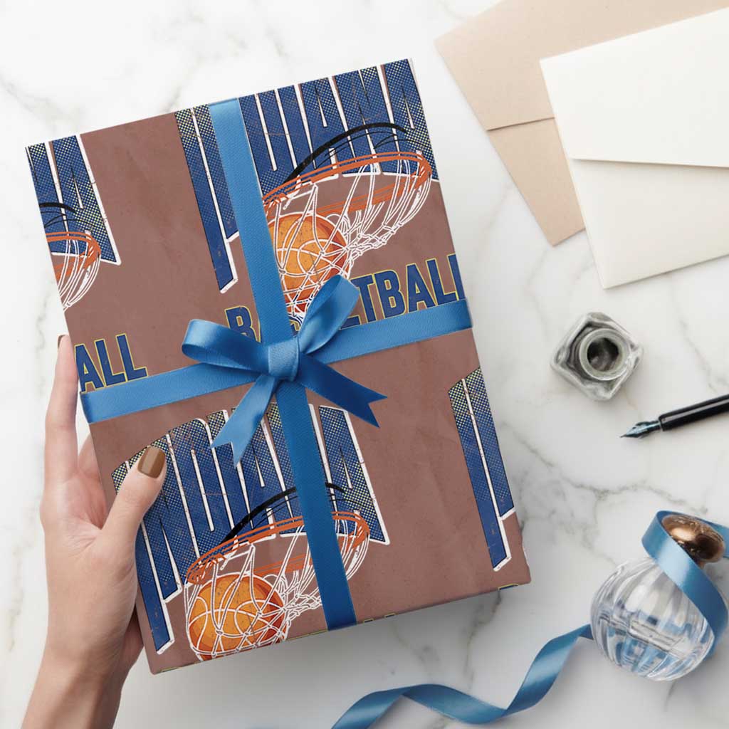 Indiana Basketball Throwback Wrapping Paper Roll Retro Hoop Graphic for IN Fans Since 1967 TS02 Mocha Print Your Wear