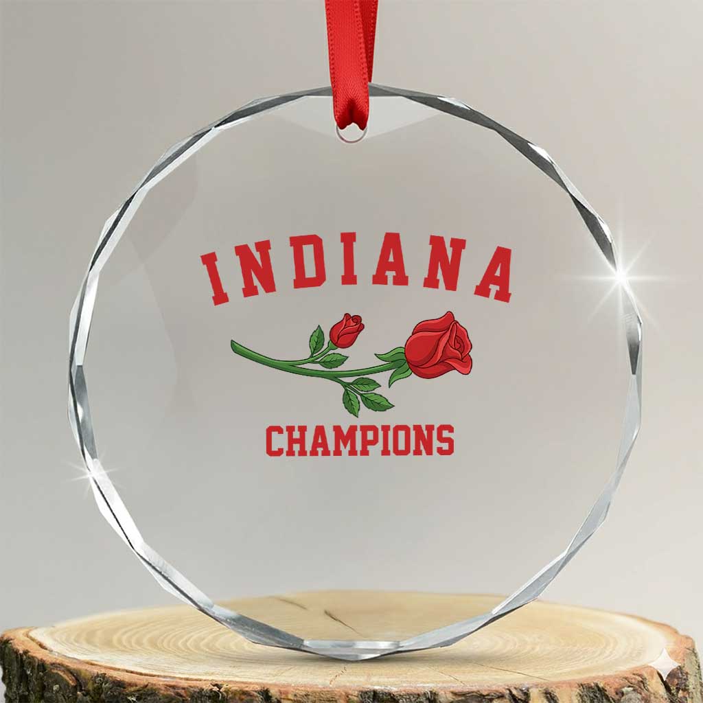 Indiana Champions Rose Hoosier State Graphic Crystal Glass Ornament Game Day Sports Pride TS02 Transparent Glass 3'' Circle Print Your Wear