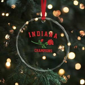 Indiana Champions Rose Hoosier State Graphic Crystal Glass Ornament Game Day Sports Pride TS02 Print Your Wear
