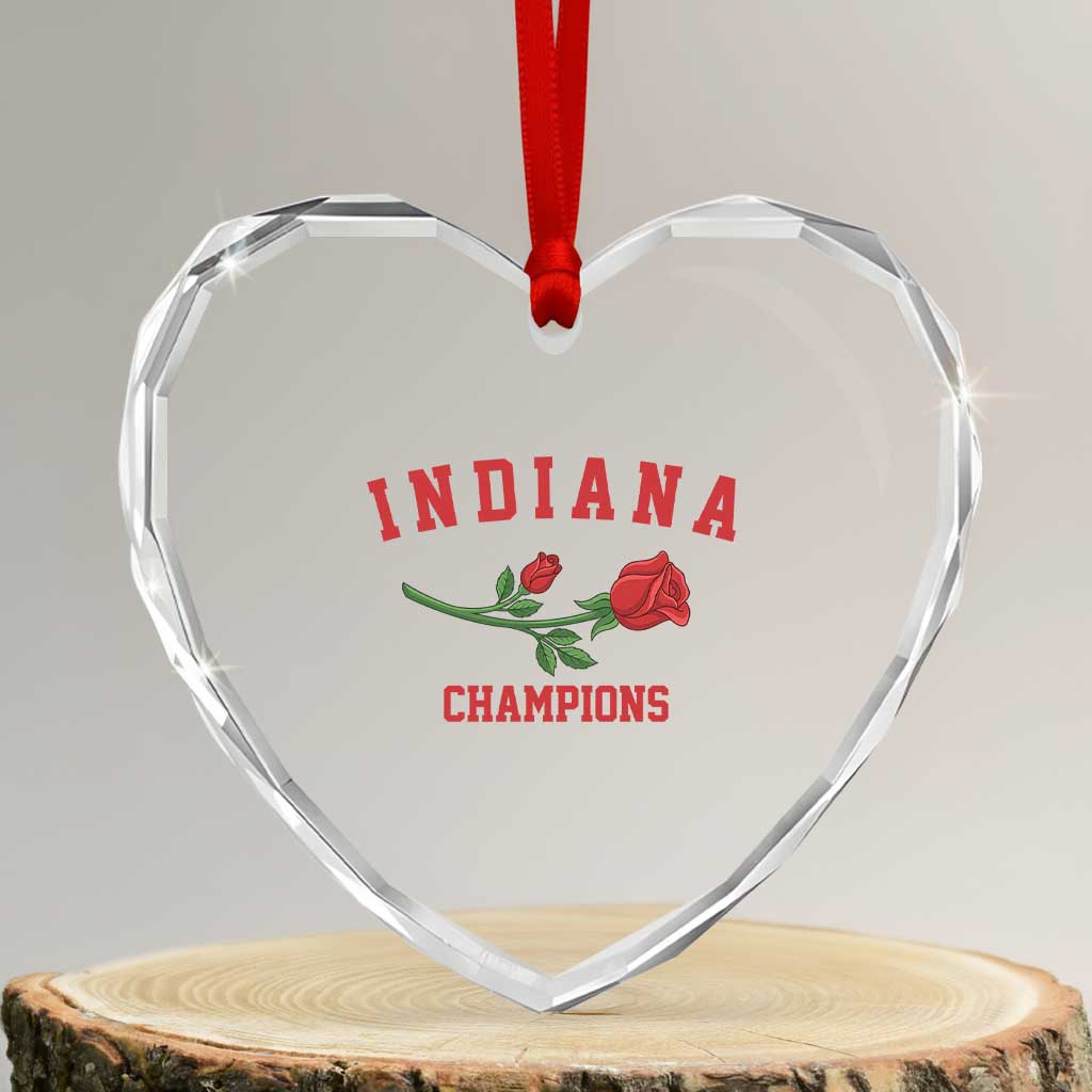 Indiana Champions Rose Hoosier State Graphic Heart Crystal Glass Ornament Game Day Sports Pride TS02 Transparent Glass 3'' Heart Print Your Wear