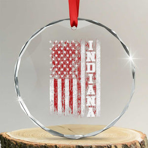 Indiana Fan Crystal Glass Ornament Classic Retro City USA Flag Patriotic American TS10 Transparent Glass 3'' Circle Print Your Wear