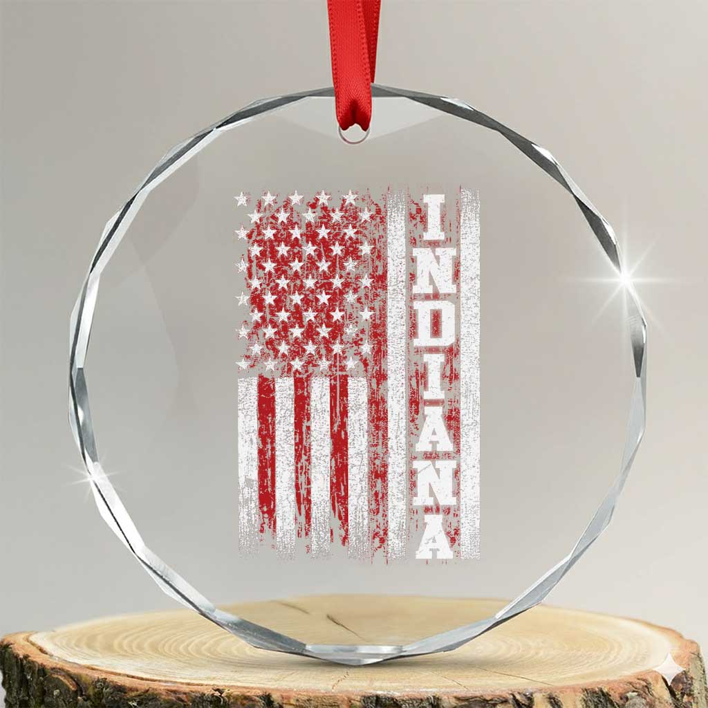 Indiana Fan Crystal Glass Ornament Classic Retro City USA Flag Patriotic American TS10 Transparent Glass 3'' Circle Print Your Wear