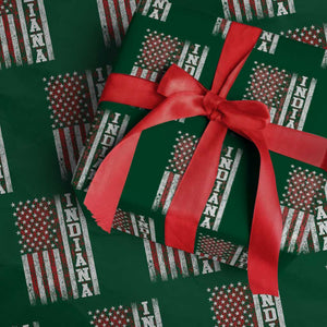 Indiana Fan Wrapping Paper Roll Classic Retro City USA Flag Patriotic American TS10 Green Print Your Wear