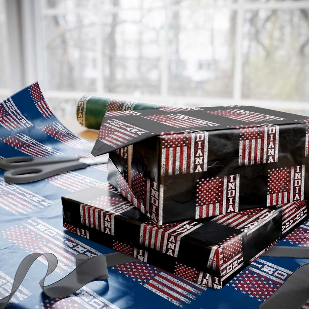Indiana Fan Wrapping Paper Roll Classic Retro City USA Flag Patriotic American TS10 Black Print Your Wear