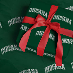 Indiana Fan Wrapping Paper Roll Vintage City Game Day Lightning Bolt Checkered Varsity TS10 Green Print Your Wear